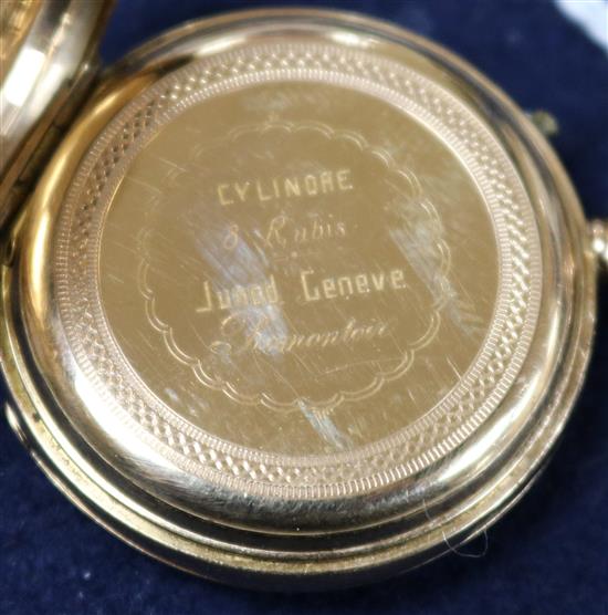 A Swiss 18ct gold hunter fob watch